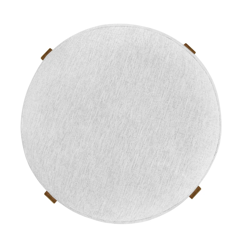 Indoor Round Seat Bar Stools with Solid Rubberwood Frame, Non-Swivel Bar Chairs with Padded Upholstered Seat, 19.5'' L x 19.5'' W x 30'' H, Ivory+Walnut