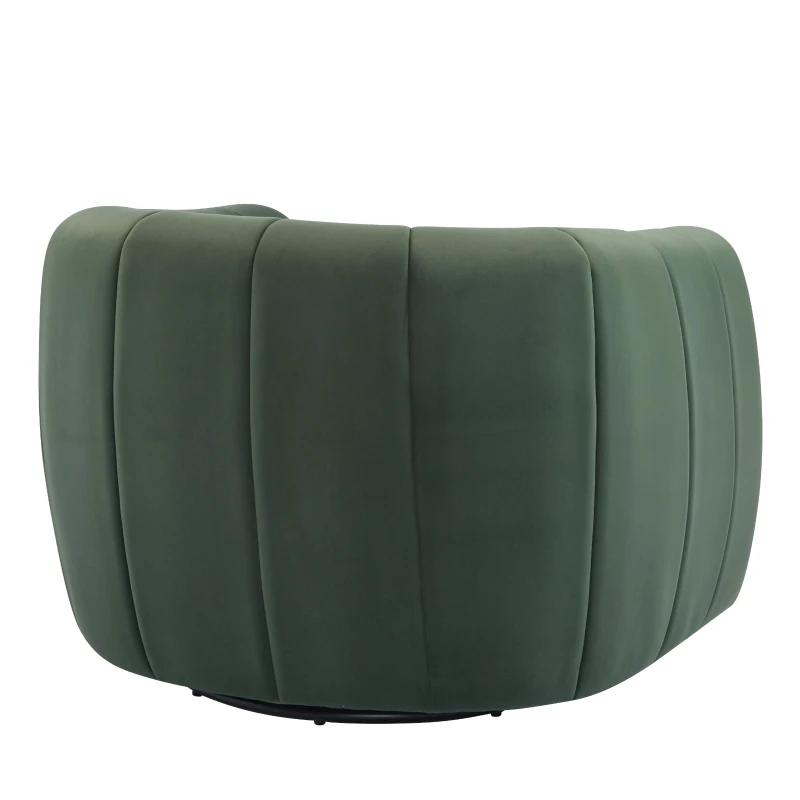 Modern Comfort Club Chair with Boutique-Feel Seat, Semi-Circular Armchair with Integrated Armrests, 37'' L x 32.5'' W x 26.5'' H, Black+Olive Green