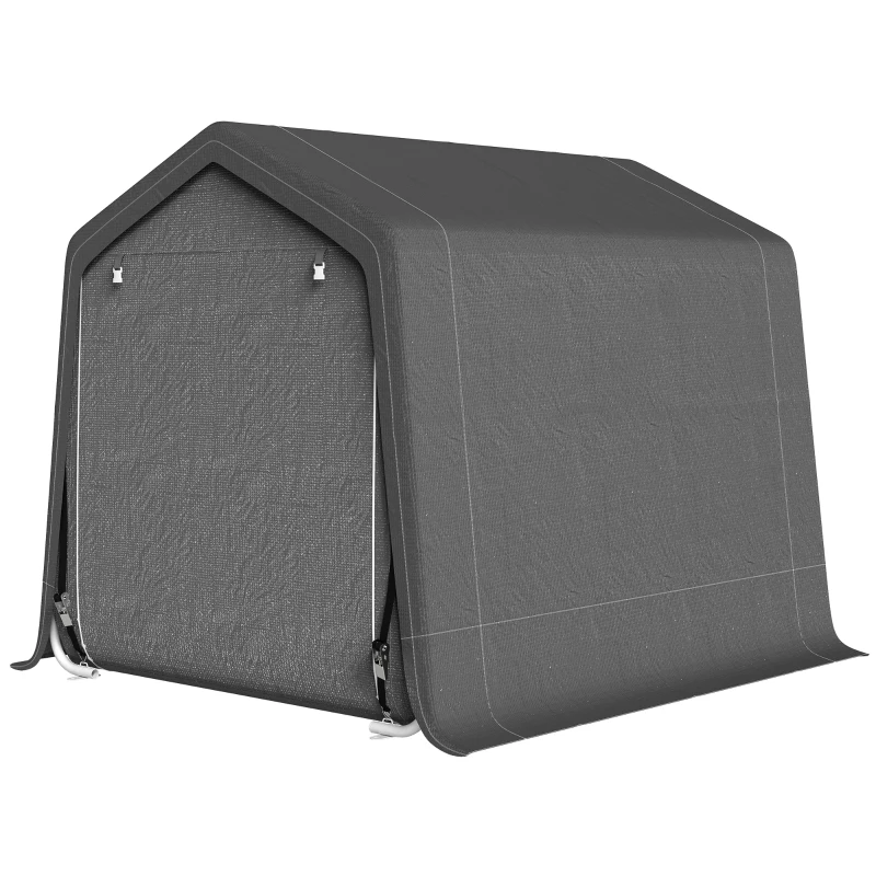 Outsunny 9.2' x 7.9' Garden Storage Tent, Patio Storage Shelter w/ Metal Frame and Double Zipper Doors, Dark Grey