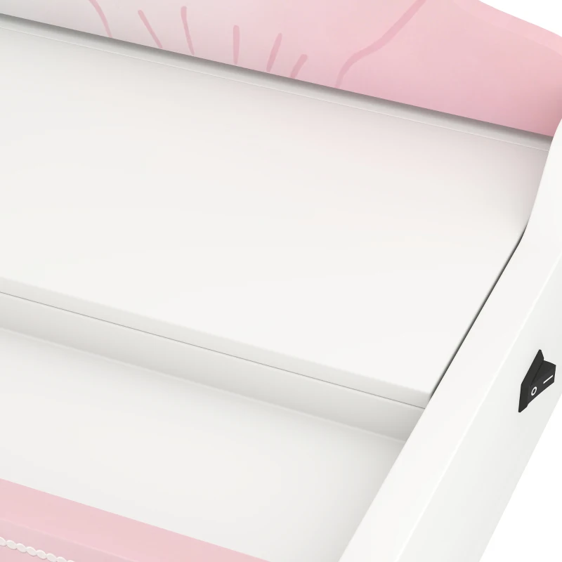 Qaba Kids Vanity Set, Makeup Table Toy with Lights, Mirror, Drawer, Accessories and Carry Handle for Girls 3-6 Years, Pink