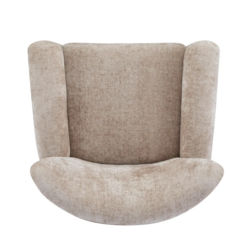 Cozy Wingback Armchair with Premium Fabric Upholstery, Bouclé Accent Chair with Plush Cushioned Seat, 32'' L x 31'' W x 32.5'' H, Beige Brown