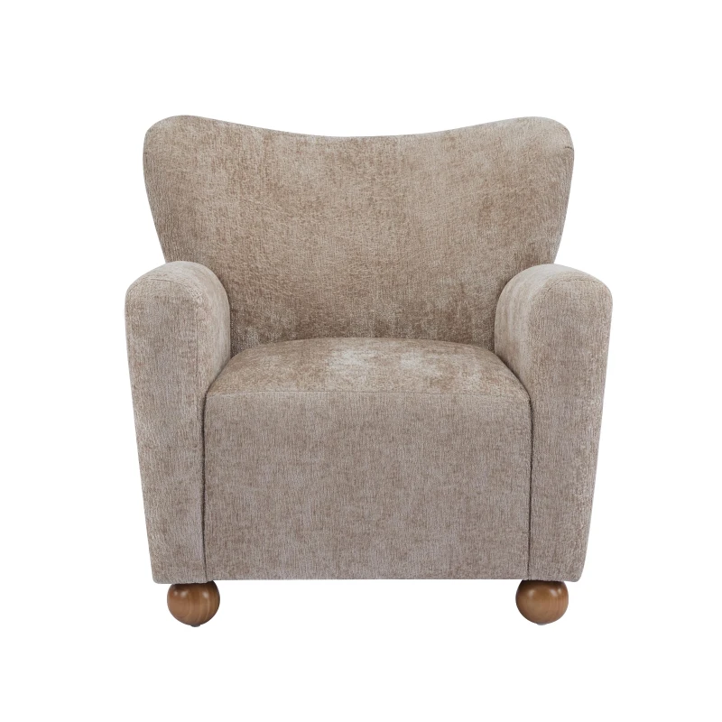 Cozy Wingback Armchair with Premium Fabric Upholstery, Bouclé Accent Chair with Plush Cushioned Seat, 32'' L x 31'' W x 32.5'' H, Beige Brown