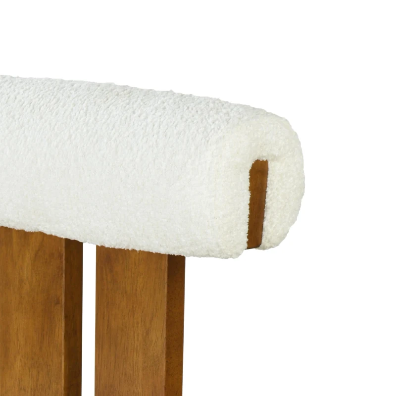 Plush Sherpa Bar Stool Set of 4 with High-Resilience Foam, Indoor Bar Chairs with Premium Rubber Wood Frame, 19'' L x 23'' W x 43'' H, Walnut+White
