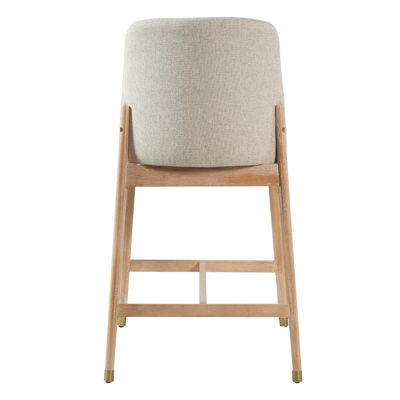 Counter Height Bar Stool Set of 2 with Rubberwood Construction, Modern Bar Chairs with Padded Upholstered Seat, 20'' L x 22.5'' W x 38'' H, Natural