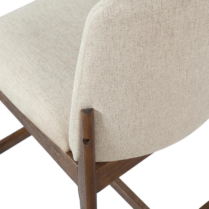 Counter Height Bar Stool Set of 2 with Premium Rubberwood, Modern Bar Chairs with Metal-Tipped Feet, 20'' L x 22.5'' W x 38'' H, Beige+Walnut