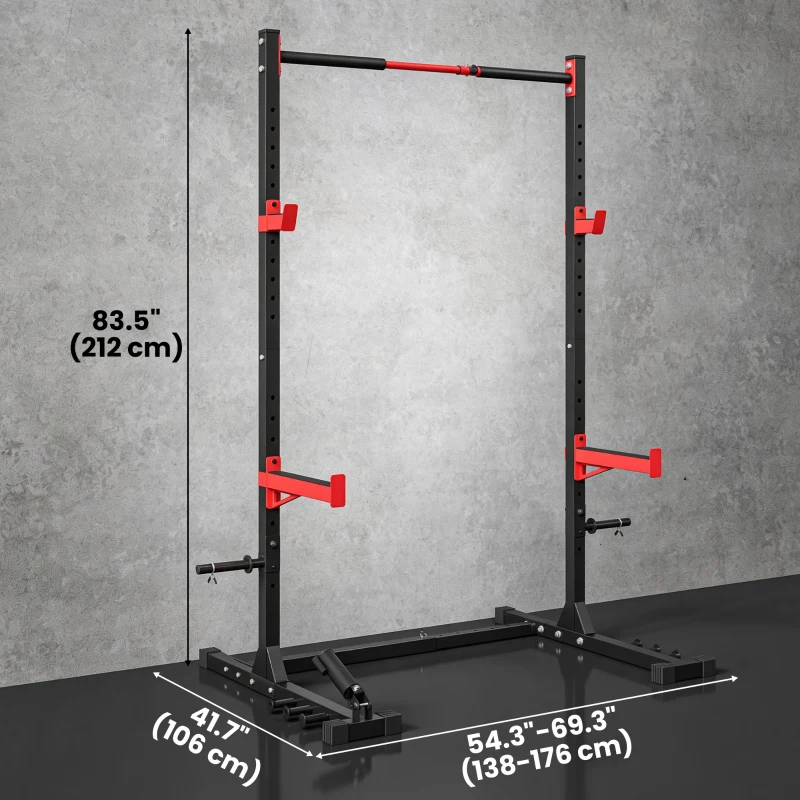 Soozier Power Cage Squat Rack, 1100 lb Capacity Power Rack with Pull-Up Bar, Adjustable Width, Adjustable J-Hooks, Safety Arms