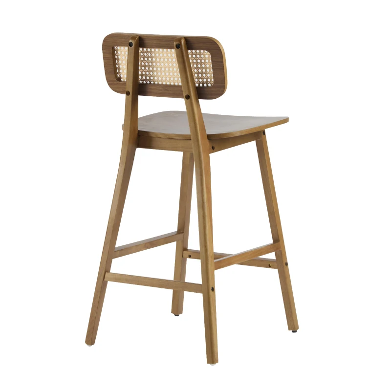 Bari Counter Stools with High-Quality Rubber Wood, Cozy Bar Chairs with Good Breathability and Lumbar Support, 18" L x 20.5" W x 36" H, Walnut
