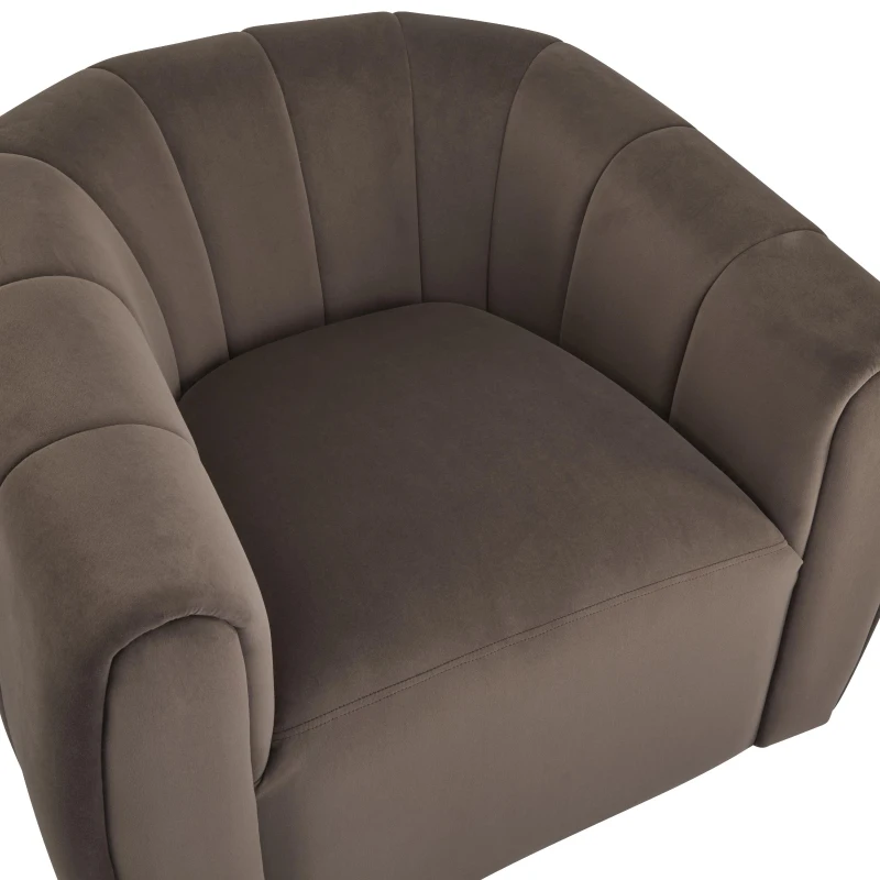 Modern Comfort Club Chair with Boutique-Feel Seat, Semi-Circular Armchair with Integrated Armrests, 37'' L x 32.5'' W x 26.5'' H, Black+Dark Brown