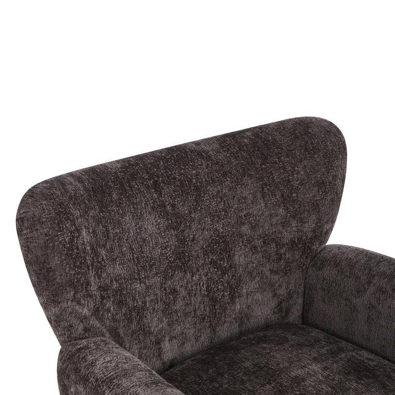 Cozy Wingback Armchair with Premium Fabric Upholstery, Bouclé Accent Chair with Plush Cushioned Seat, 32'' L x 31'' W x 32.5'' H, Dark Brown+Teak