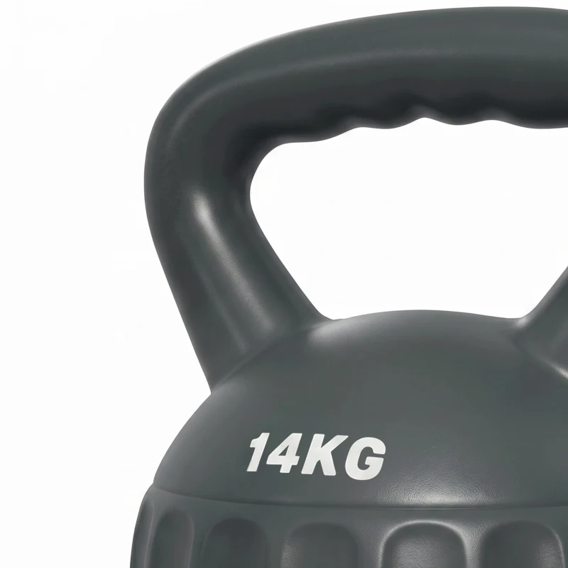 Soozier Kettlebell, 31 lbs Kettle Bell with Non-Slip Handle for Home Gym, Weight Lifting and Strength Training, Grey