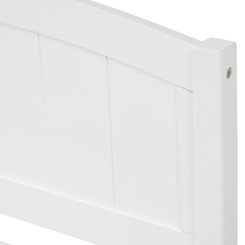 Space-Savimg Twin Size Wood Platform Bed with Roll-Out Trundle, Solid Bed Frame with 10 Supporting Slats, 79.5" L x 41.5" W x 37.5" H, White
