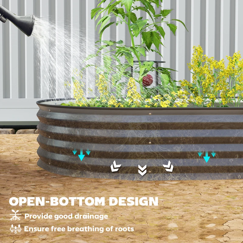 Outsunny 5' x 3' x 1' Large Outdoor Planter Box, Galvanized Raised Garden Bed with Metal Plant Stake, Black