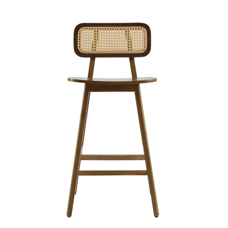 Bari Counter Stools with High-Quality Rubber Wood, Cozy Bar Chairs with Good Breathability and Lumbar Support, 18" L x 20.5" W x 26" H, Walnut