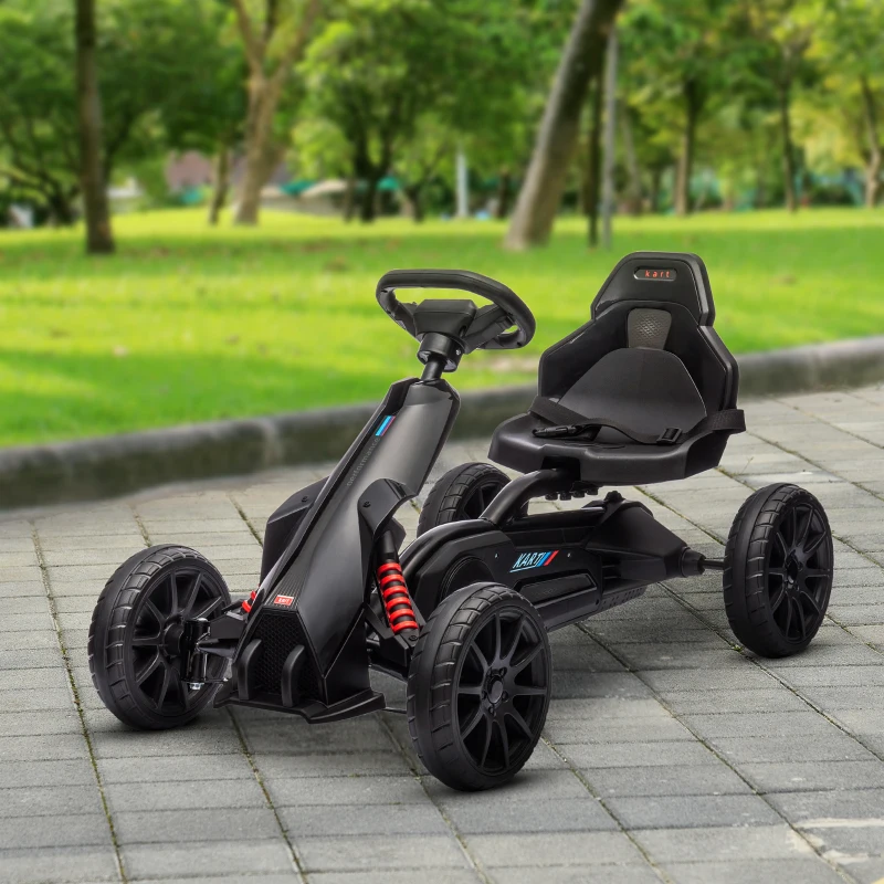 Aosom Kids Pedal Go Kart W/ Adjustable Seat, Swing Axle, Black