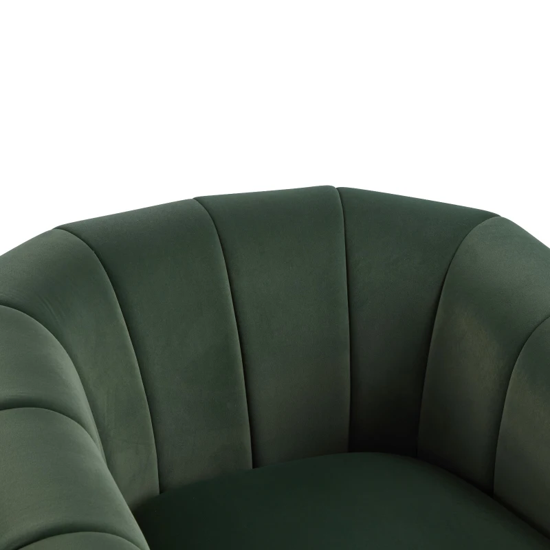 Modern Comfort Club Chair with Boutique-Feel Seat, Semi-Circular Armchair with Integrated Armrests, 37'' L x 32.5'' W x 26.5'' H, Black+Olive Green