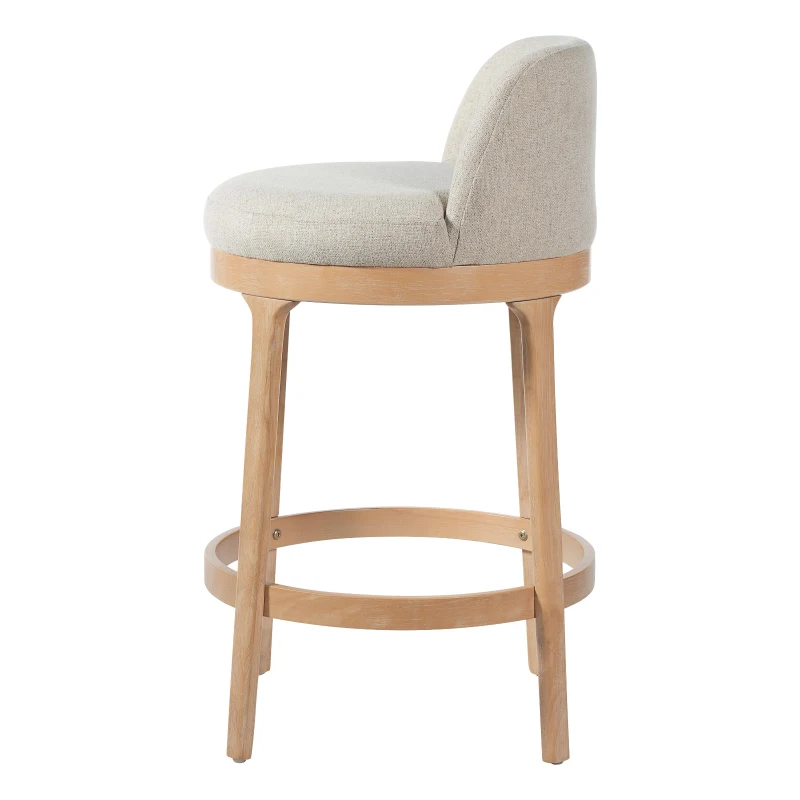 Counter Height Bar Stools with Premium Rubberwood Frame, Modern Bar Chairs with Ergonomic Seat, 18.5'' L x 18.5'' W x 33'' H, Beige+Natural