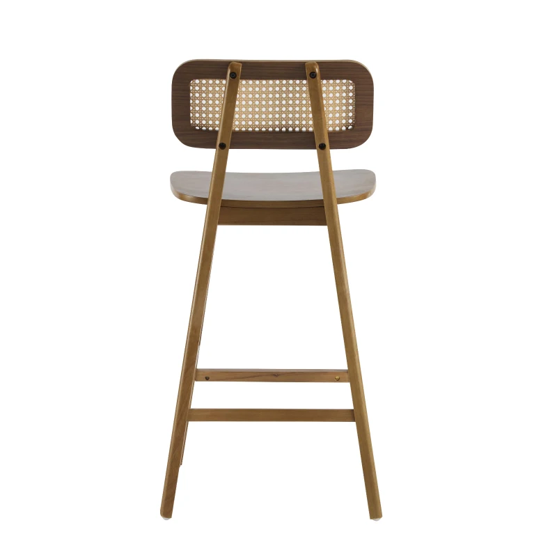 Bari Counter Stools with High-Quality Rubber Wood, Cozy Bar Chairs with Good Breathability and Lumbar Support, 18" L x 20.5" W x 26" H, Walnut