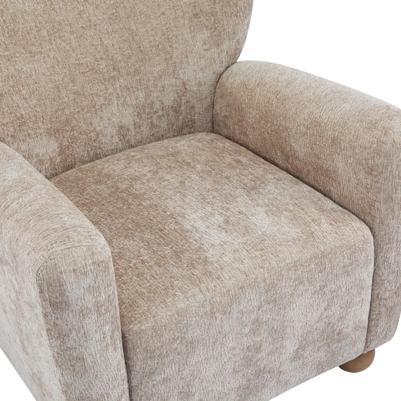 Cozy Wingback Armchair with Premium Fabric Upholstery, Bouclé Accent Chair with Plush Cushioned Seat, 32'' L x 31'' W x 32.5'' H, Beige Brown