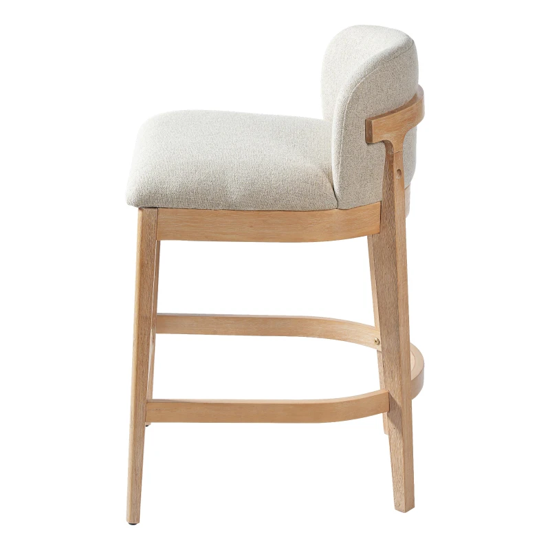 Counter Height Bar Stool Set with Foam Upholstered Seat, Modern Bar Chairs with Ergonomic Curved Backrest, 19.5'' L x 21.5'' W x 33'' H, Beige+Natural