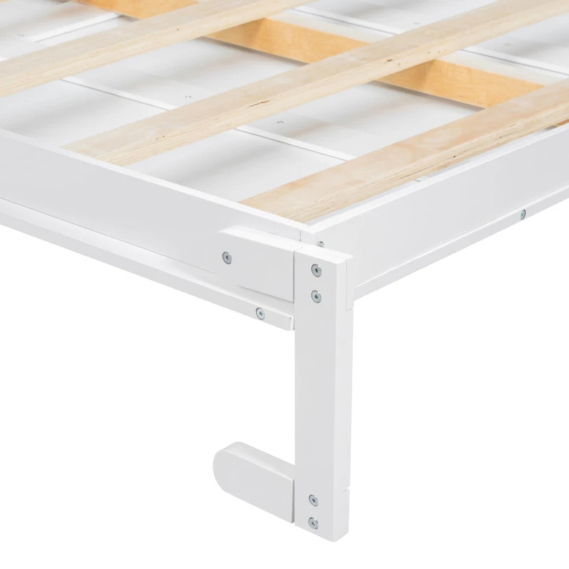 Space-Saving Murphy Bed with 5-layer Folded Cabinet, Solid Murphy Bed Frame with 600 lbs Weight Capacity, 87.5" L x 15.5" W x 83.5" H, White