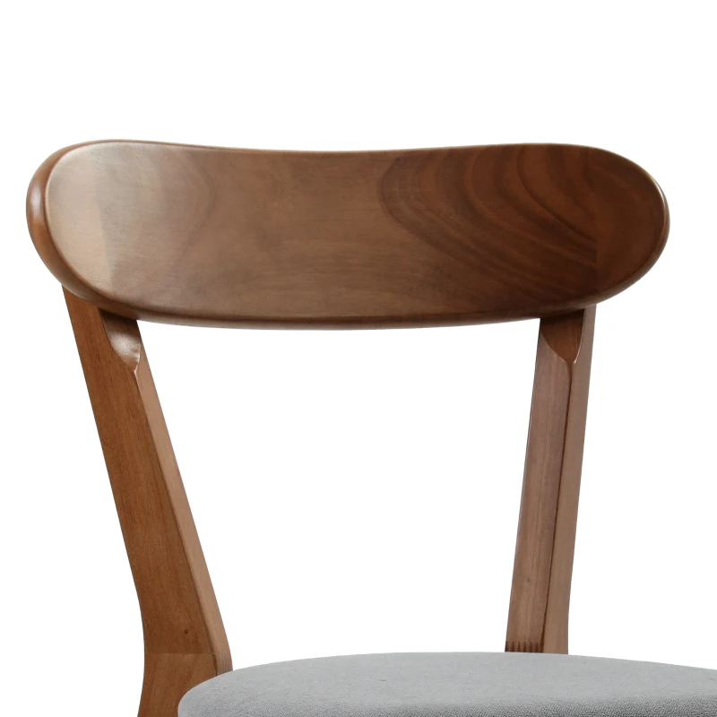 HOMCOM Dining Chairs Upholstered Linen-Look Kitchen Chairs Rubberwood Legs Set of 2 Grey and Brown
