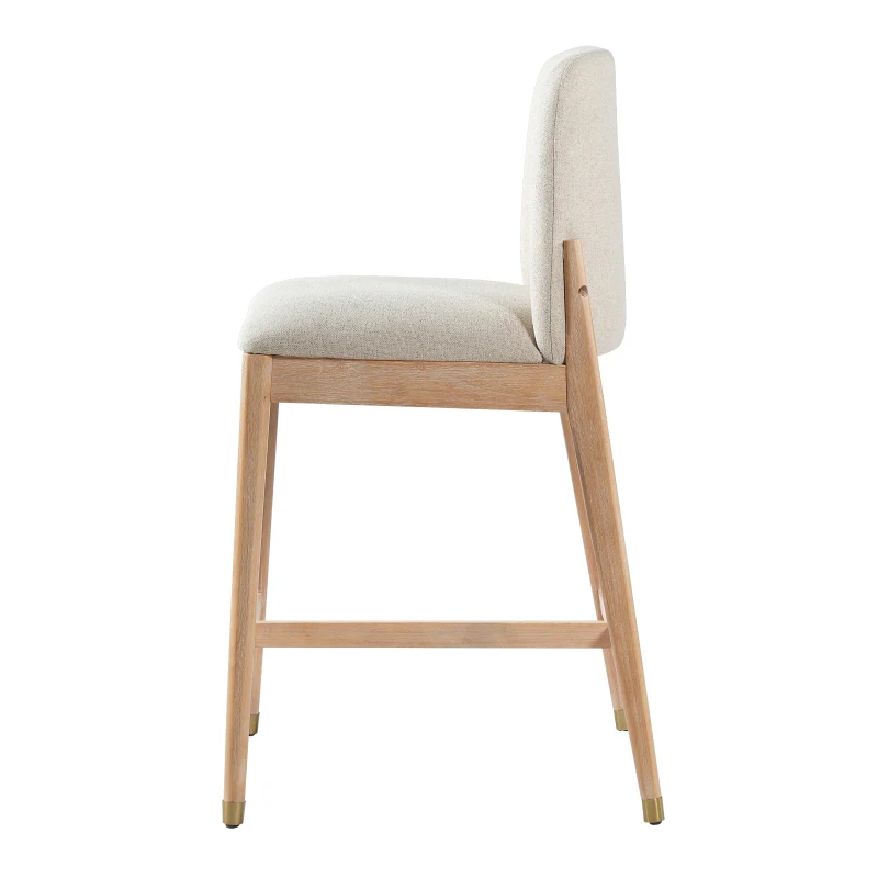 Counter Height Bar Stool Set of 2 with Rubberwood Construction, Modern Bar Chairs with Padded Upholstered Seat, 20'' L x 22.5'' W x 38'' H, Natural