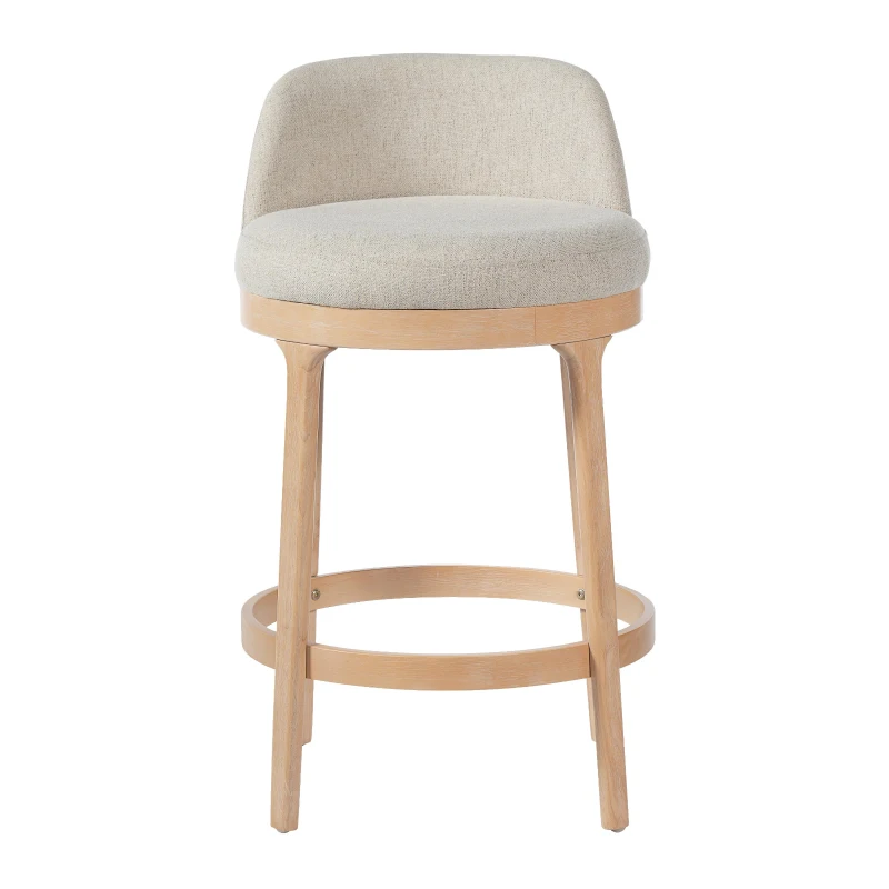 Counter Height Bar Stools with Premium Rubberwood Frame, Modern Bar Chairs with Ergonomic Seat, 18.5'' L x 18.5'' W x 33'' H, Beige+Natural