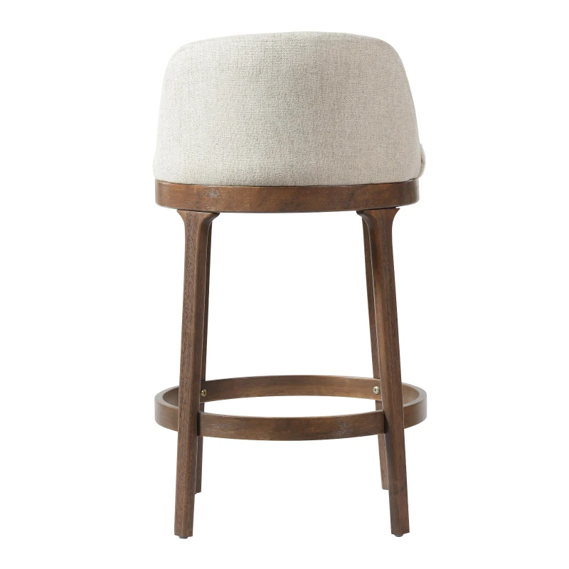 Counter Height Bar Stools with Rubber Wood Frame, Modern Bar Chairs with Upholstered Ergonomic Seat, 18.5'' L x 18.5'' W x 33'' H, Beige+Walnut