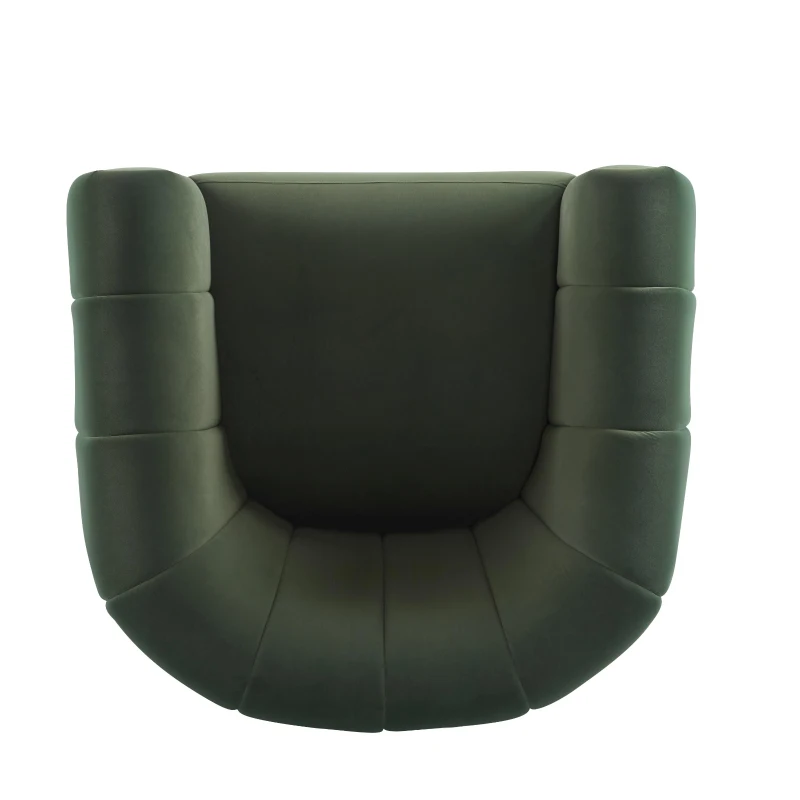 Modern Comfort Club Chair with Boutique-Feel Seat, Semi-Circular Armchair with Integrated Armrests, 37'' L x 32.5'' W x 26.5'' H, Black+Olive Green