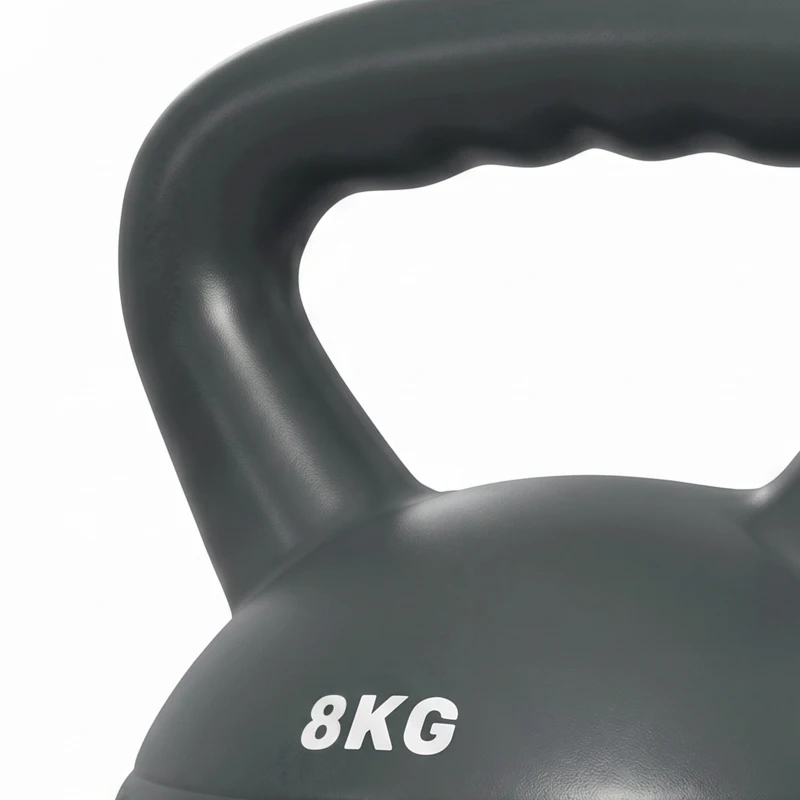 Soozier Kettlebell, 18 lbs Kettle Bell with Non-Slip Handle for Home Gym, Weight Lifting and Strength Training, Grey