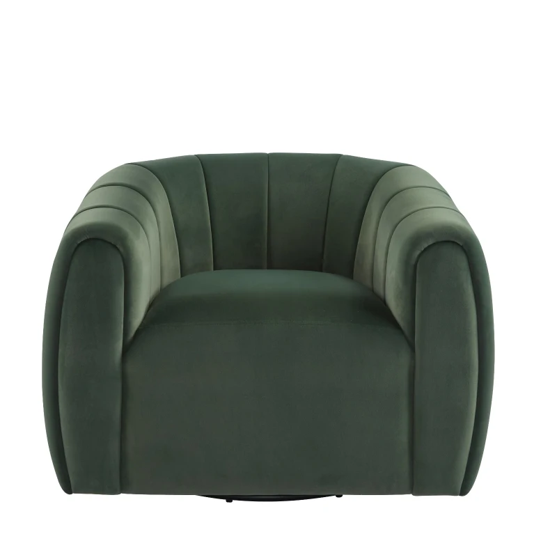Modern Comfort Club Chair with Boutique-Feel Seat, Semi-Circular Armchair with Integrated Armrests, 37'' L x 32.5'' W x 26.5'' H, Black+Olive Green
