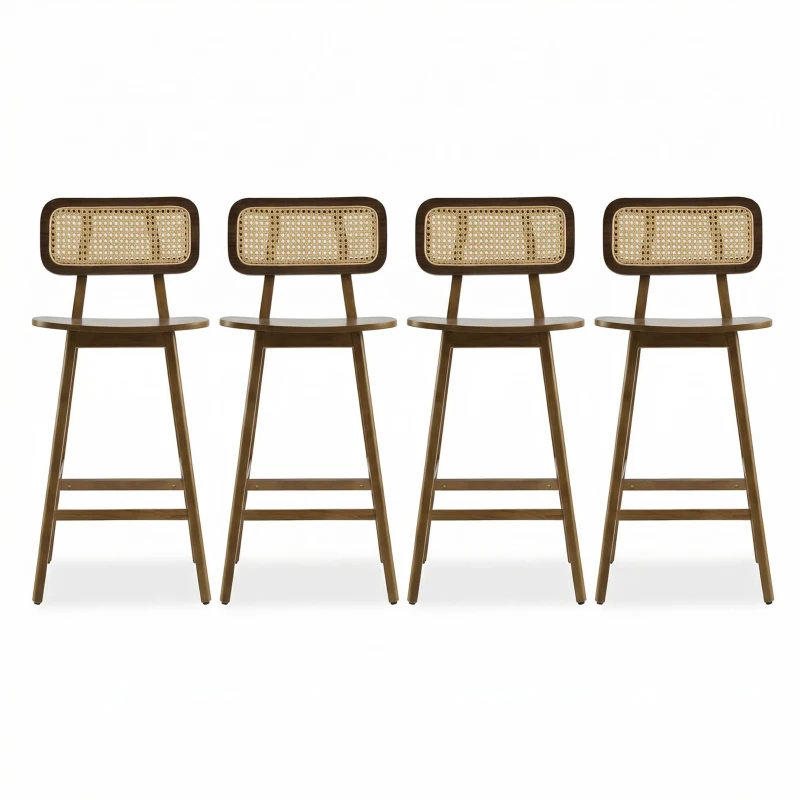 Bari Counter Stools with High-Quality Rubber Wood, Cozy Bar Chairs with Good Breathability and Lumbar Support, 18" L x 20.5" W x 36" H, Walnut