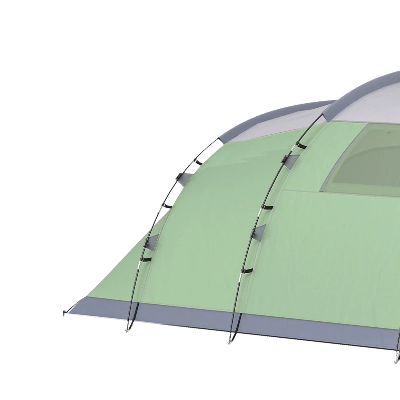 Outsunny Multi-Room Camping Tent for 5 Person, Easy Set up Large Family Tent with 4 Windows, Porch, Light Green