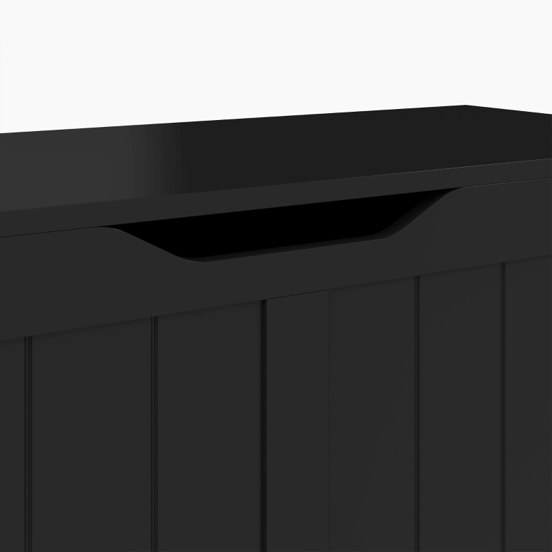 HOMCOM Storage Bench with Lift Top Storage Chest with Safety Hinges for Entryway, Living Room, Black