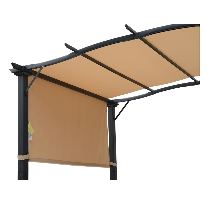 Outsunny 10' x 8' Outdoor Pergola Garden Gazebo with Two Adjustable Side Canopy Overhead Sun Shade Backyard Canopy Cover Khaki