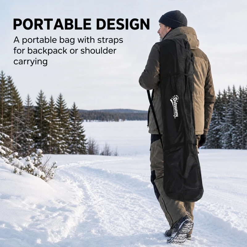 Outsunny 3-4 Person Insulated Ice Fishing Shelter, Pop up, with Oversized Doors, Windows, Vents and Carry Bag, for Low-Temp -22℉