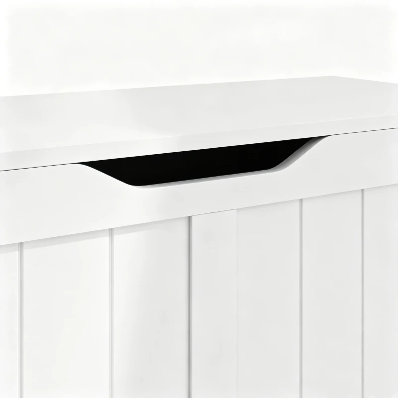 HOMCOM Storage Bench with Lift Top Storage Chest with Safety Hinges for Entryway, Living Room, White