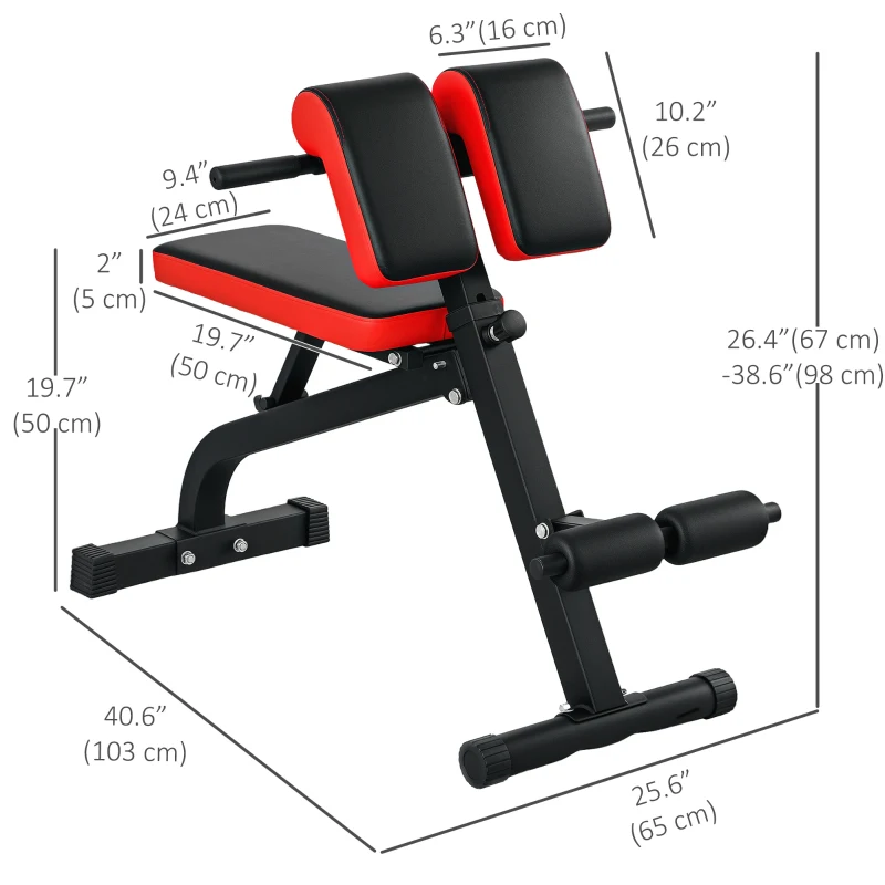 Soozier Foldable Roman Chair Hyperextension Bench, 660LBS Adjustable Weight Bench for Home Gym, Black