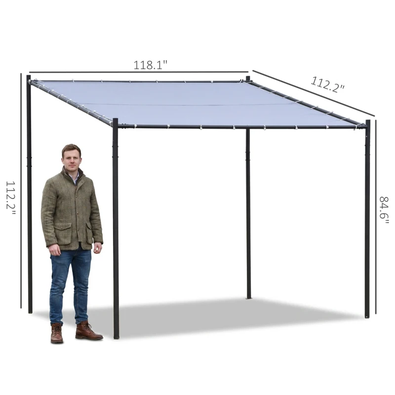 Outsunny 9' x 10' Outdoor Pergola with Canopy, Patio Sun Shade Shelter Grill Gazebo, for Garden, Backyard, Lawn, Poolside, Gray