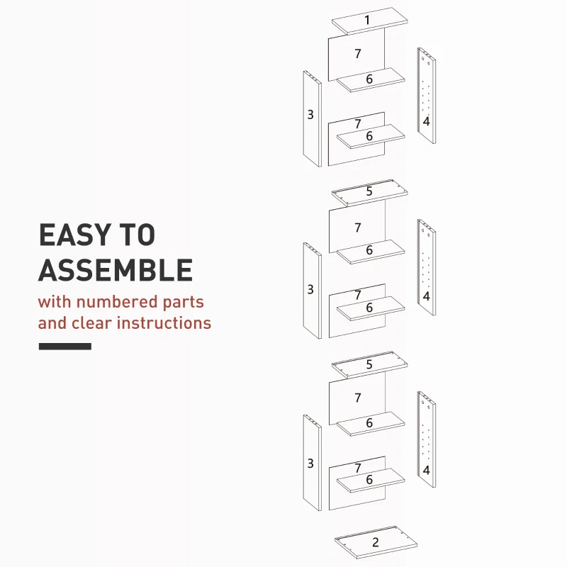 HOMCOM Media Storage Cabinet, 9-Tier Tall Narrow DVD Shelf with 6 Adjustable Shelves, White