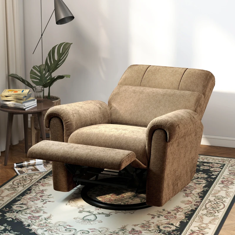 HOMCOM Power Recliner Chair, Fabric Upholstered Recliner Chair with USB Ports, Swivel and Rocking Function, Footrest