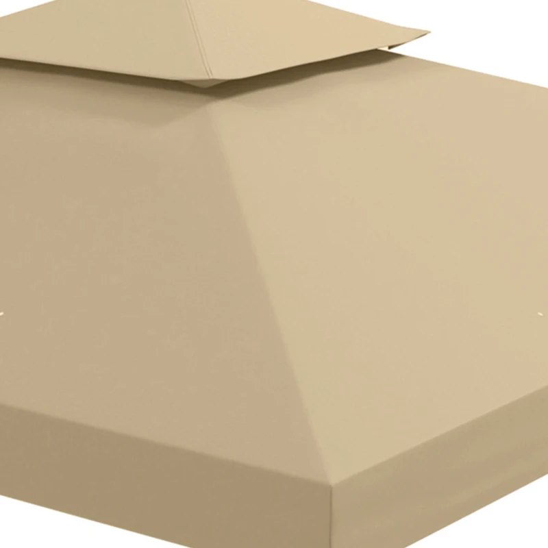 Outsunny 10' x 10' Square 2-Tier Gazebo Canopy Replacement Top Outdoor Garden Sun Shade Cover, Replacement Top Only, Beige