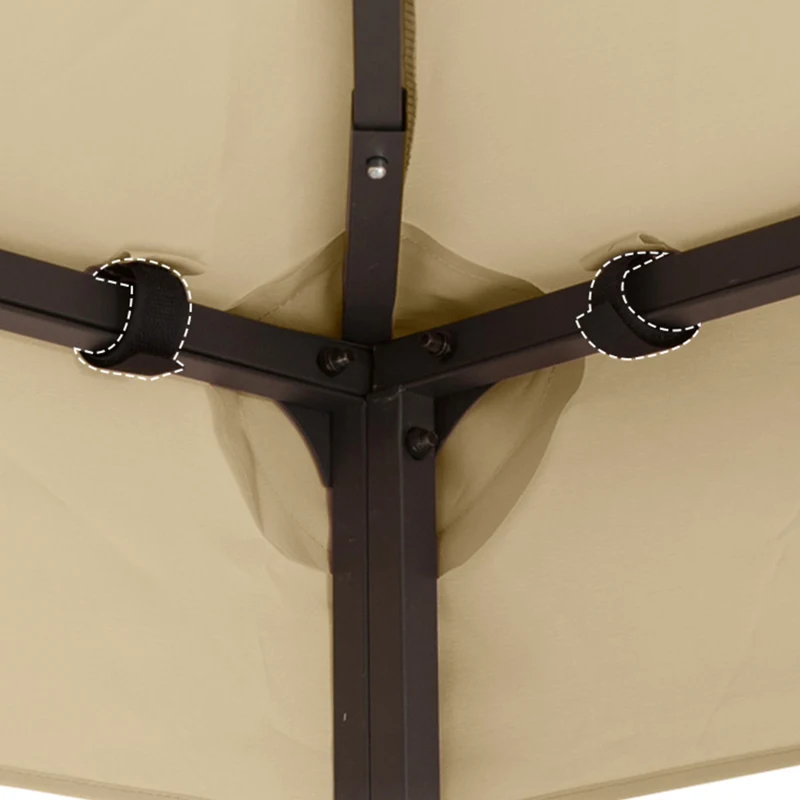 Outsunny 10' x 10' Square 2-Tier Gazebo Canopy Replacement Top Outdoor Garden Sun Shade Cover, Replacement Top Only, Beige