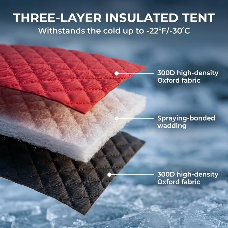 Outsunny 3-4 Person Insulated Ice Fishing Shelter, Pop up, with Oversized Doors, Windows, Vents and Carry Bag, for Low-Temp -22℉