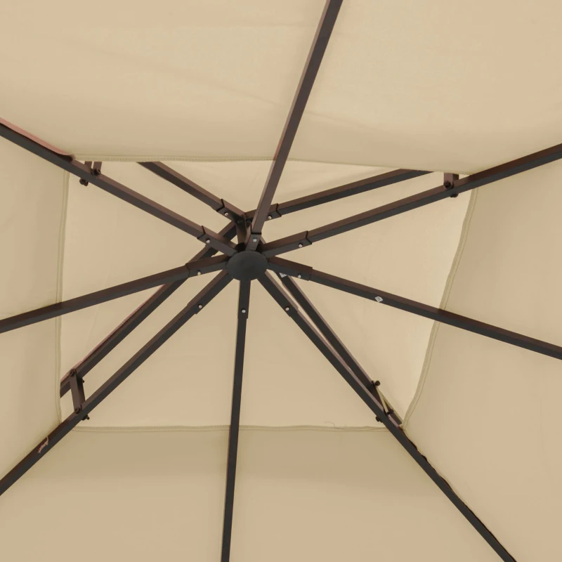 Outsunny 10' x 10' Square 2-Tier Gazebo Canopy Replacement Top Outdoor Garden Sun Shade Cover, Replacement Top Only, Beige