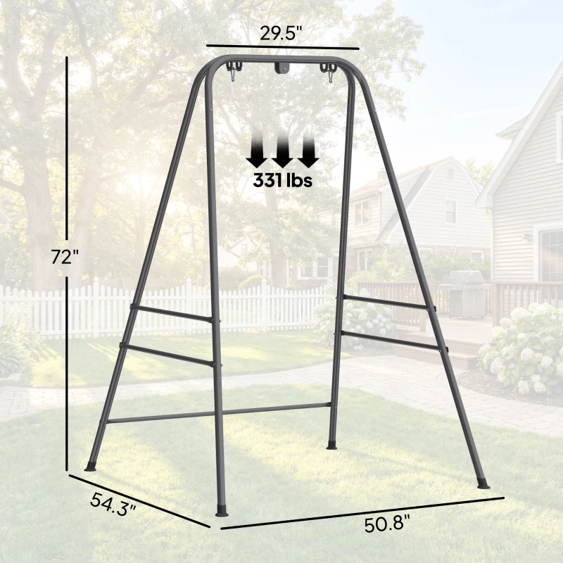 Outsunny Hammock Chair Stand  Indoor and Outdoor Use with Anti-Slip Foot Pads, 2 Carabiners, Gray