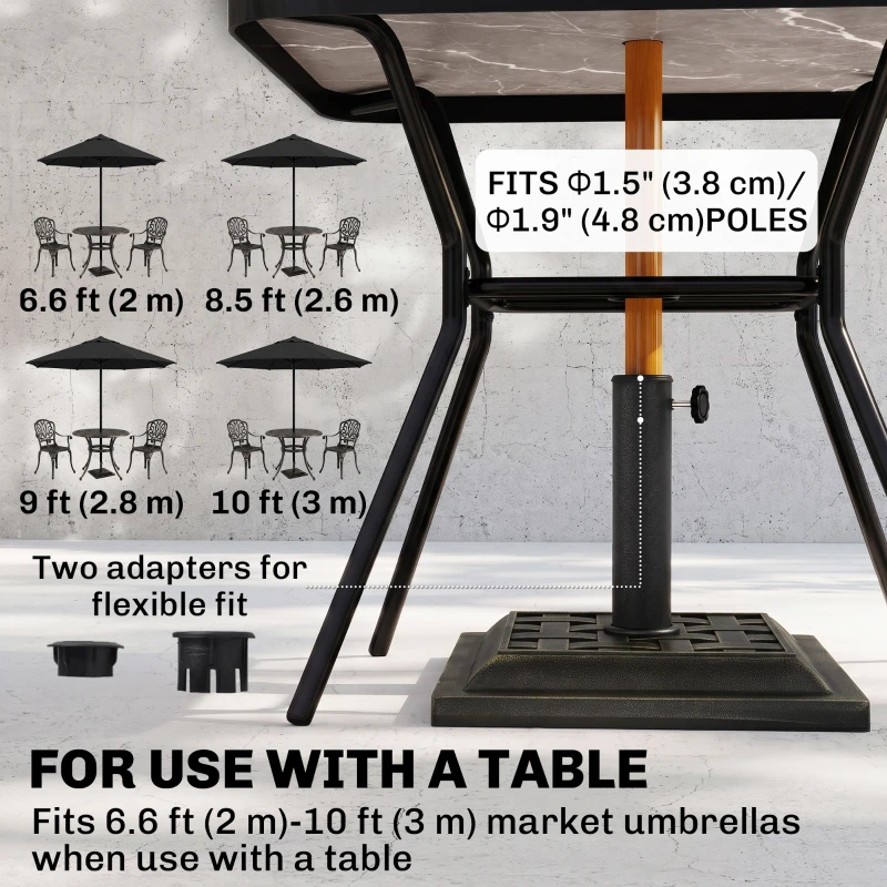 Outsunny 20 lbs Square Resin Patio Umbrella Stand Base Coated Pole Market Umbrella Parasol Holder Bronze