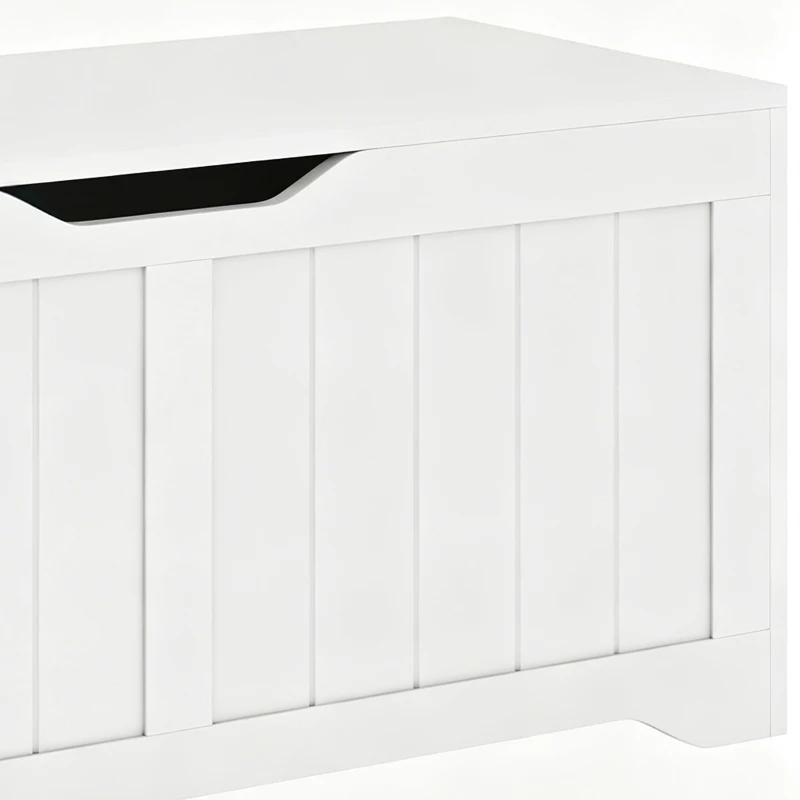 HOMCOM Storage Bench with Lift Top Storage Chest with Safety Hinges for Entryway, Living Room, White