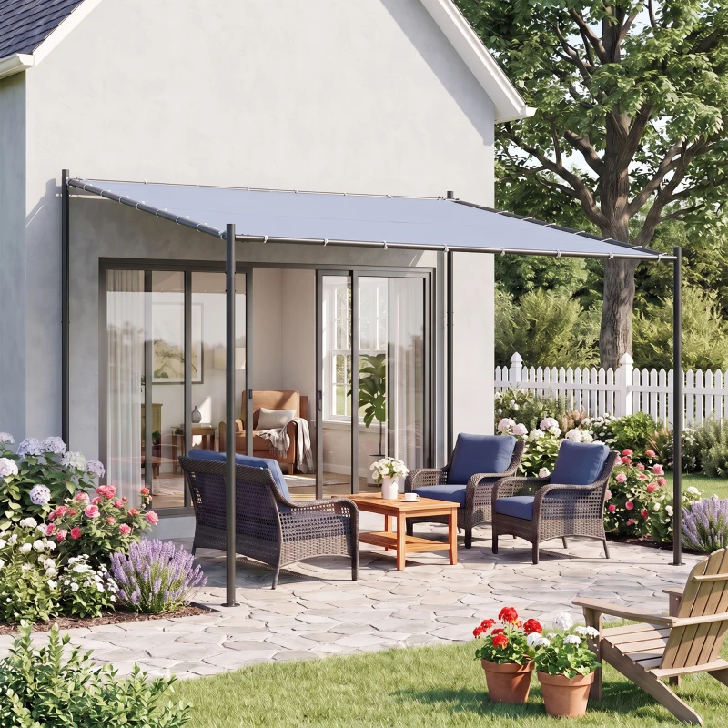 Outsunny 9' x 10' Outdoor Pergola with Canopy, Patio Sun Shade Shelter Grill Gazebo, for Garden, Backyard, Lawn, Poolside, Gray