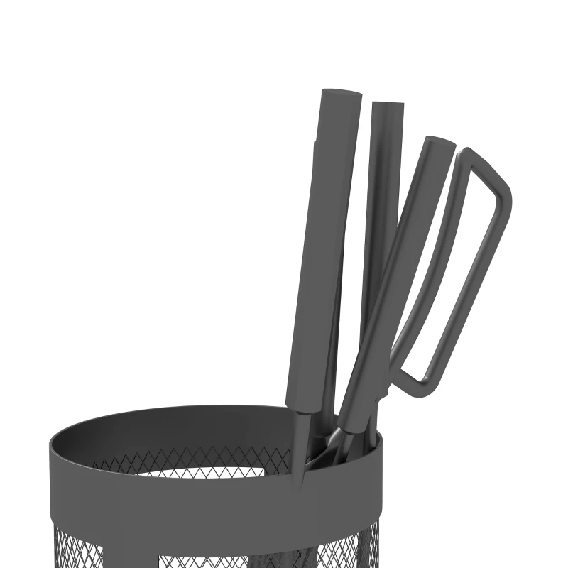 Outsunny Fireplace Tool Set with Mesh Basket, 5 Piece Fire Place Kit with Brush, Shovel, Poker, Tongs for Indoor Outdoor Use